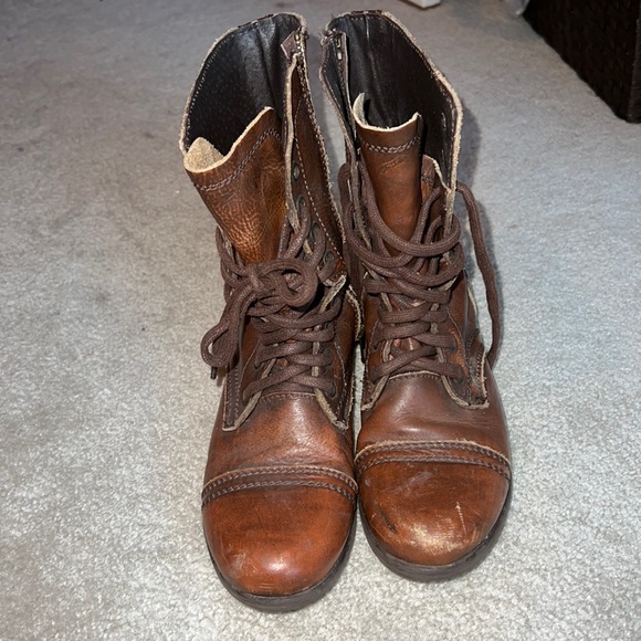 Troopa Brown Leather Combat Booties - Picture 5 of 6